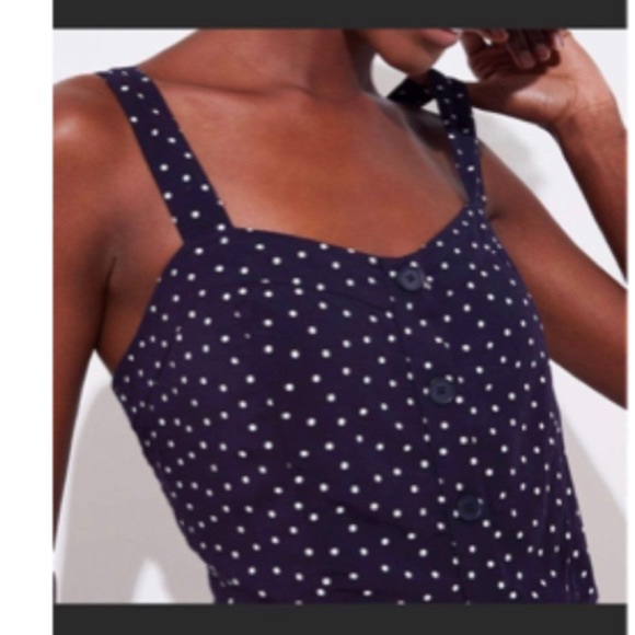 LOFT Navy Floral Print Sleeveless Jumpsuit - Picture 2 of 8